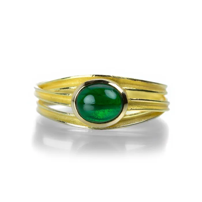 Oval Emerald Three Ribbon Ring Barbara Heinrich Rings