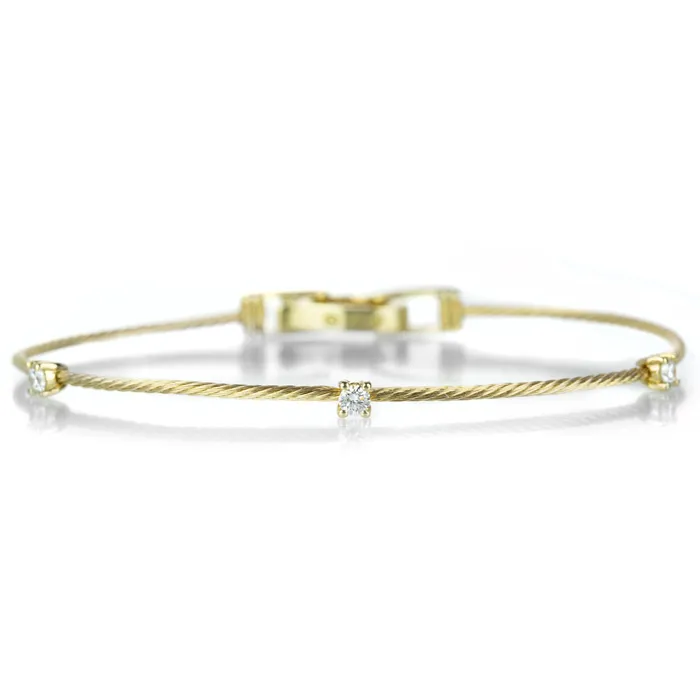 Paul Morelli Single Wire Bracelet with Three Diamonds Bracelets