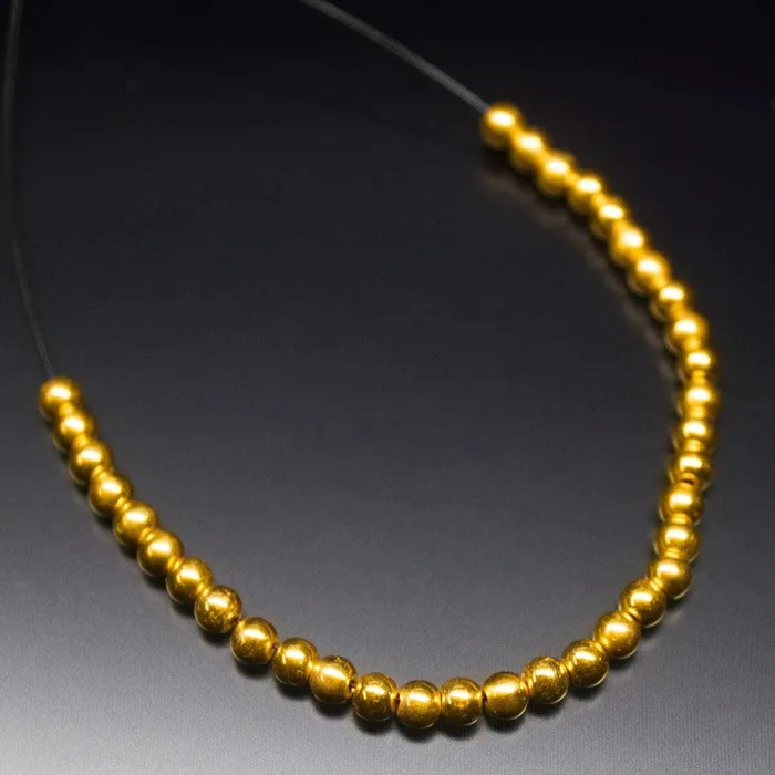 PreStyled Sets 18k Solid Yellow Gold Handmade Tribal Round Sphere Spacer Beads Strand 4mm 20pc Jalvi Co PreStyled Sets 18k Solid Yellow Gold Handmade Tribal Round Sphere Spacer Beads Strand 4mm 20pc Jalvi Co