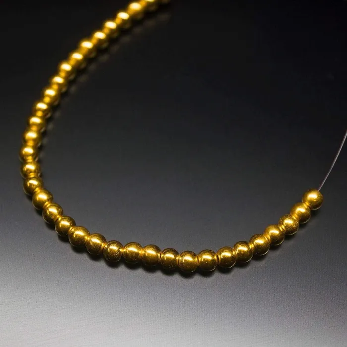 PreStyled Sets 18k Solid Yellow Gold Handmade Tribal Round Sphere Spacer Beads Strand 4mm 20pc Jalvi Co PreStyled Sets 18k Solid Yellow Gold Handmade Tribal Round Sphere Spacer Beads Strand 4mm 20pc Jalvi Co