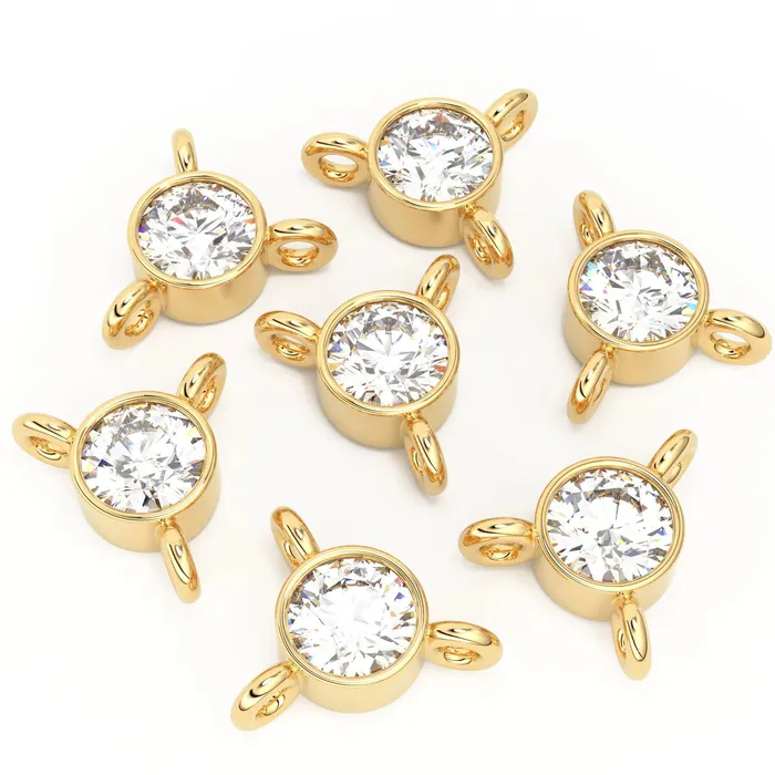 PreStyled Sets Jalvi Co 6x55mm 18k Solid Yellow Gold Brilliant Diamond Bezel Three Bail Y Shape Connector Spacer Finding PreStyled Sets Jalvi Co 6x55mm 18k Solid Yellow Gold Brilliant Diamond Bezel Three Bail Y Shape Connector Spacer Finding