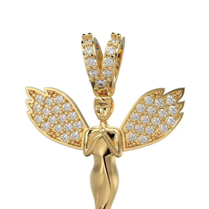 PreStyled Sets Jalvi Co Diamond Angel 14k Gold Wing Pendant