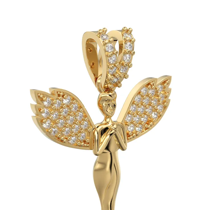 PreStyled Sets Jalvi Co Diamond Angel 14k Gold Wing Pendant PreStyled Sets Jalvi Co Diamond Angel 14k Gold Wing Pendant