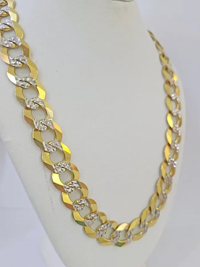 PreStyled Sets Real 10k Yellow Gold Cuban Curb Link Chain 12mm 28 Gold Diamond cut Gold and Diamond PreStyled Sets Real 10k Yellow Gold Cuban Curb Link Chain 12mm 28 Gold Diamond cut Gold and Diamond