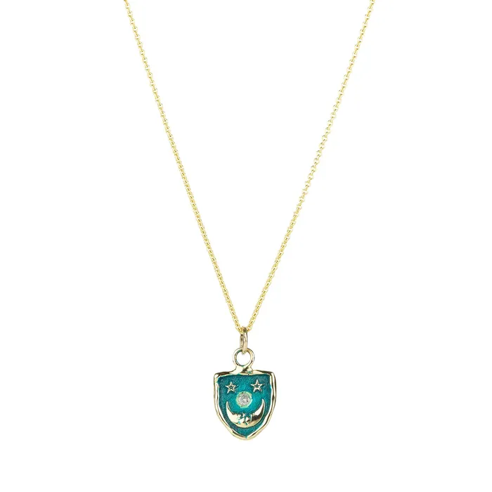 Pyrrha Necklaces 14k Blue Reflective Appreciation Talisman Necklace Pyrrha Necklaces 14k Blue Reflective Appreciation Talisman Necklace