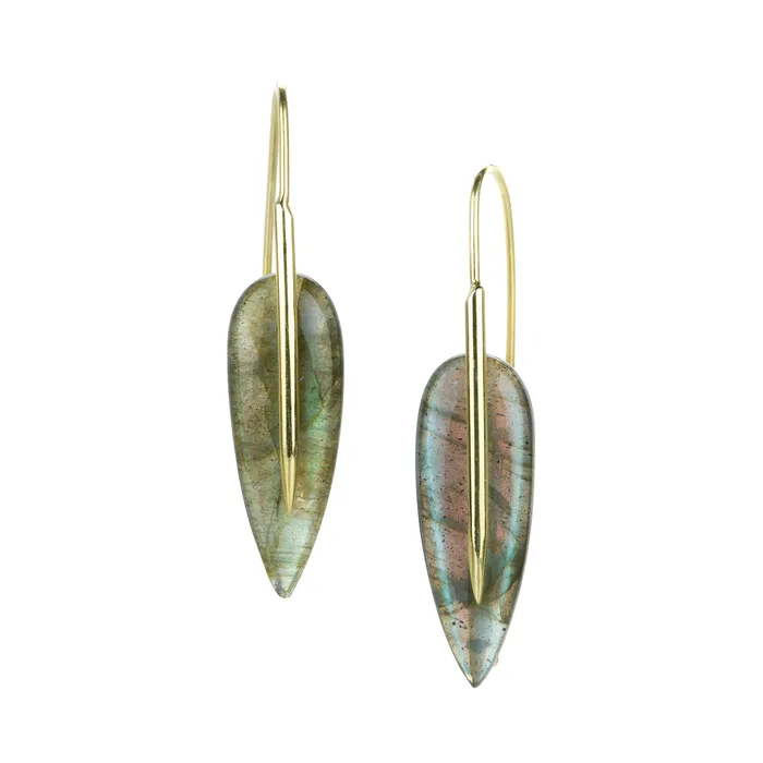 Rachel Atherley Earrings Labradorite Feather Earrings