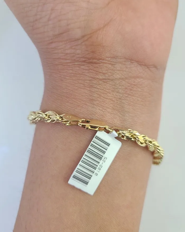 Real 10K Gold Rope Bracelet Yellow 75 Inch 5mm 10kt Men Women Gold and Diamond Bracelets