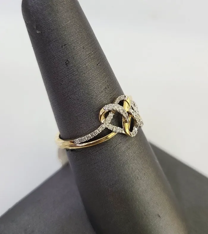 Real 10k Hearts Diamond Ladies Ring Women Casual 10Kt Yellow Gold Globalwatches10 Rings