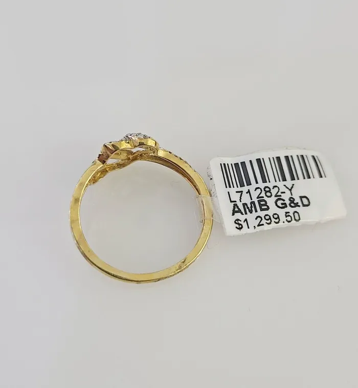Real 10k Hearts Diamond Ladies Ring Women Casual 10Kt Yellow Gold Globalwatches10 Rings