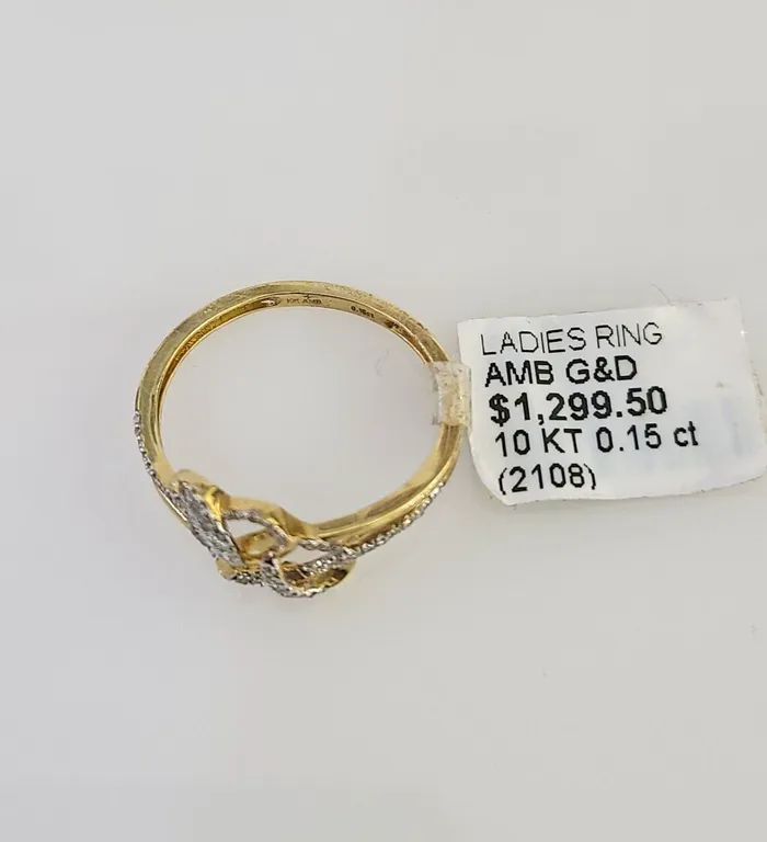 Real 10k Hearts Diamond Ladies Ring Women Casual 10Kt Yellow Gold Globalwatches10 Rings