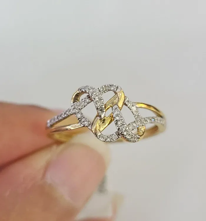 Real 10k Hearts Diamond Ladies Ring Women Casual 10Kt Yellow Gold Globalwatches10 Rings