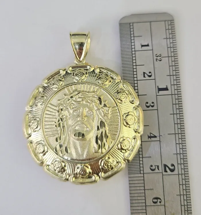 Real 10K Jesus Virgin Mary Pendent Charm Two Sided 10kt yellow Gold 2 Guadalupe Gold and Diamond Charm Necklaces