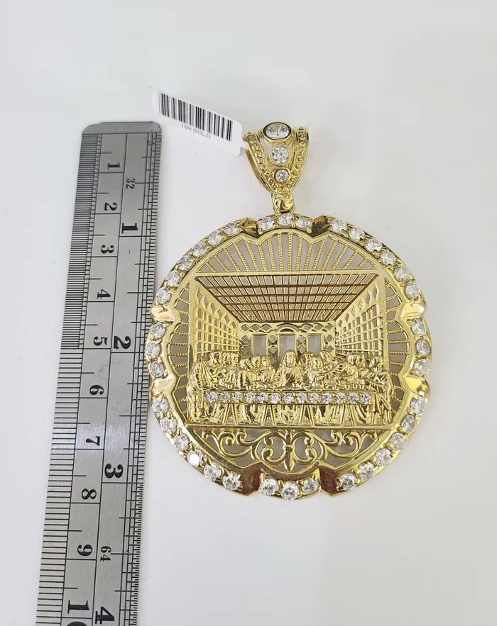 Real 10k Rope Chain Last Supper Charm Set 10mm 2030 Inch Necklace Yellow Gold Globalwatches10 Necklaces