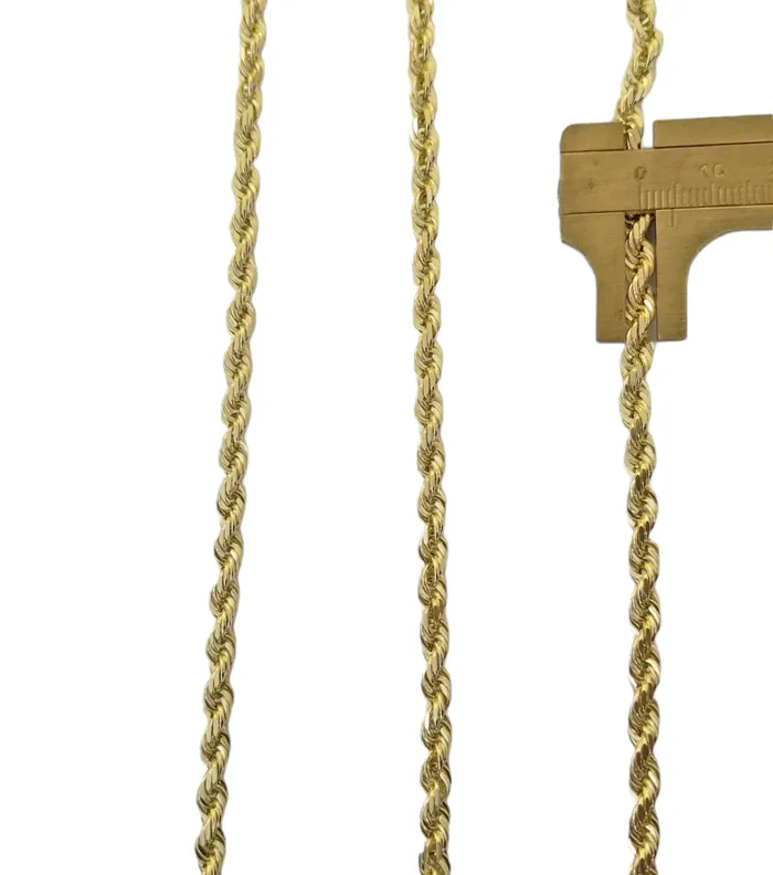 Real 10k Solid Rope Chain Yellow Gold Necklace Diamond Cut 4mm 26 Inch Gold and Diamond Necklaces