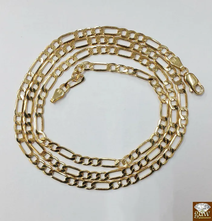 Real 10k Yellow Gold Figaro Chain With 10k Jesus Cross pendant 2028 Necklace Gold and Diamond Necklaces