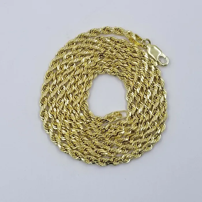 Real 10k Yellow Gold Rope Chain 22 Necklace 3mm Men Women Lobster Lock Gold and Diamond Necklaces Real 10k Yellow Gold Rope Chain 22 Necklace 3mm Men Women Lobster Lock Gold and Diamond Necklaces