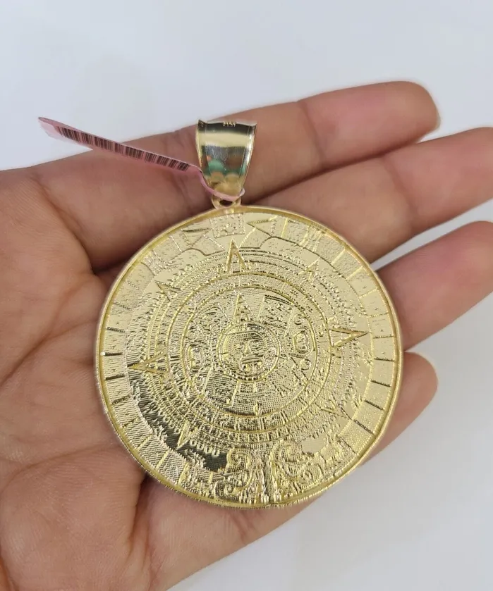 Real 14k Solid Rope Chain Mayan Calendar Charm Set 6mm 1830 Necklace Gold Gold and Diamond Necklaces