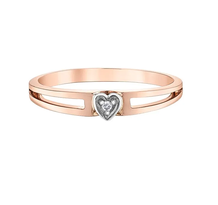 Rings Chi Chi Designs 10kt Rose Gold Heart Shaped Stackable Ring