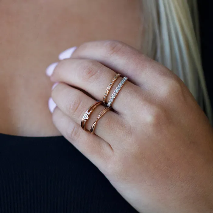 Rings Chi Chi Designs 10kt Rose Gold Heart Shaped Stackable Ring