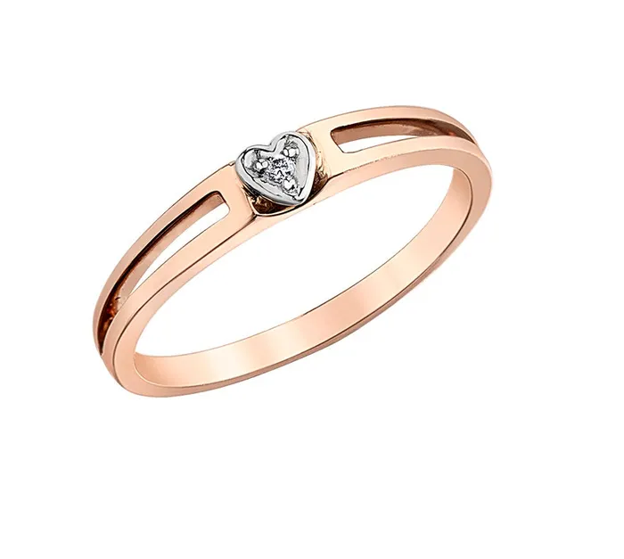 Rings Chi Chi Designs 10kt Rose Gold Heart Shaped Stackable Ring