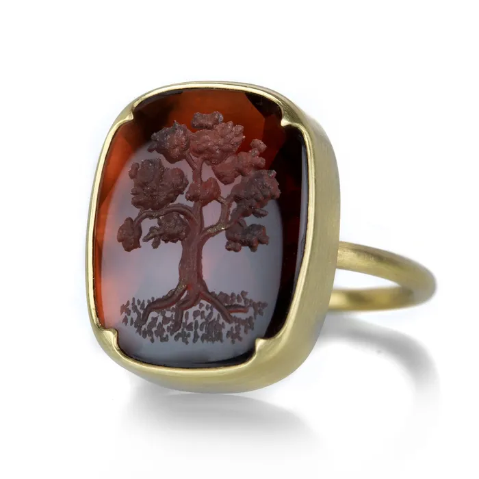 Rings Gabriella Kiss Almandine Garnet Tree Intaglio Ring