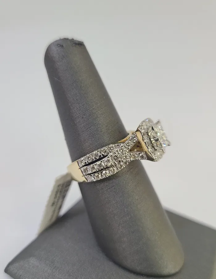 Rings Gold and Diamond Real 14k Diamond Ladies Ring Yellow Gold Bridal Women Engagement Wedding