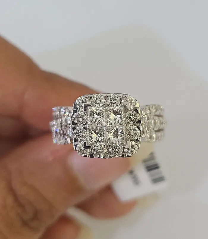Rings Gold and Diamond Real 14k Diamond Ladies Ring Yellow Gold Bridal Women Engagement Wedding