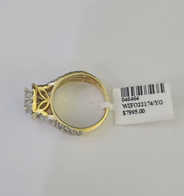Rings Gold and Diamond Real 14k Diamond Ladies Ring Yellow Gold Bridal Women Engagement Wedding