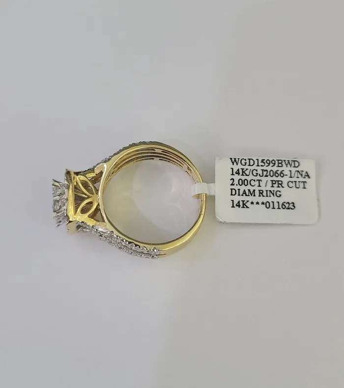 Rings Gold and Diamond Real 14k Diamond Ladies Ring Yellow Gold Bridal Women Engagement Wedding