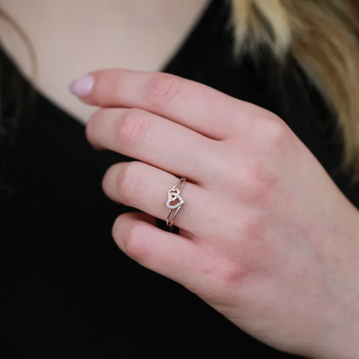Rings Independent Jewellers 10kt TwoTone Gold Diamond Double Heart Ring