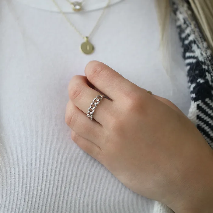 Rings Independent Jewellers 10kt White Gold 015cttw Diamond Chain Ring Rings Independent Jewellers 10kt White Gold 015cttw Diamond Chain Ring