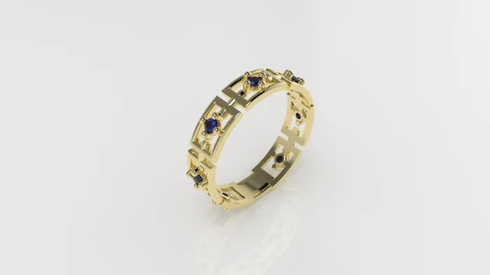 Rings JCM DESIGN JEWELRY 14K Band Ring with 7 SAPPHIRE it is for daily use