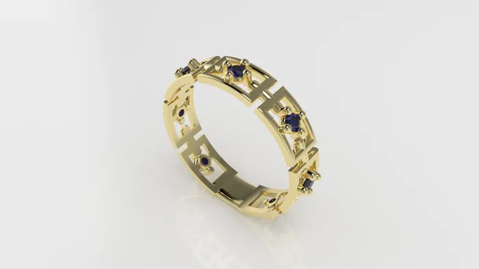 Rings JCM DESIGN JEWELRY 14K Band Ring with 7 SAPPHIRE it is for daily use