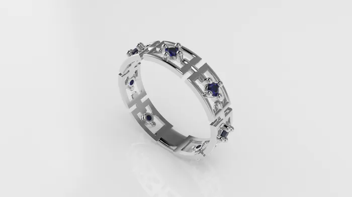 Rings JCM DESIGN JEWELRY 14K Band Ring with 7 SAPPHIRE it is for daily use