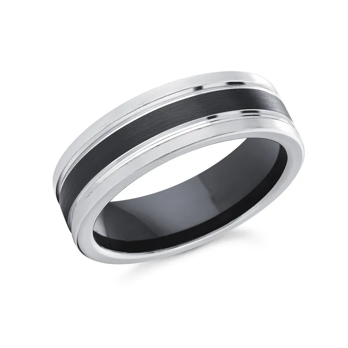 Rings Malo White and Black Cobalt 7mm Mens Ring