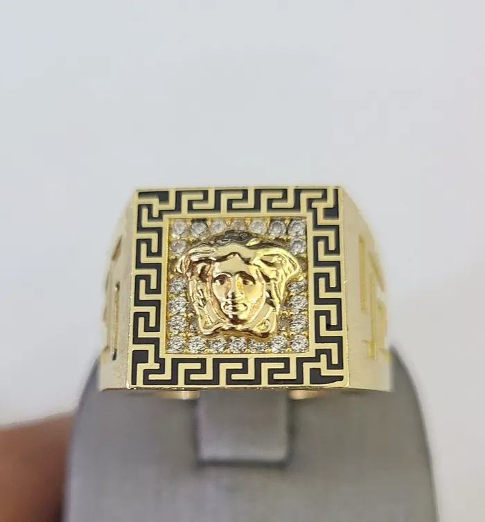 Rings Real 10k Ring Medusa Head Fancy Black Design Yellow Gold Men Casual 10kt Gold and Diamond Rings Real 10k Ring Medusa Head Fancy Black Design Yellow Gold Men Casual 10kt Gold and Diamond