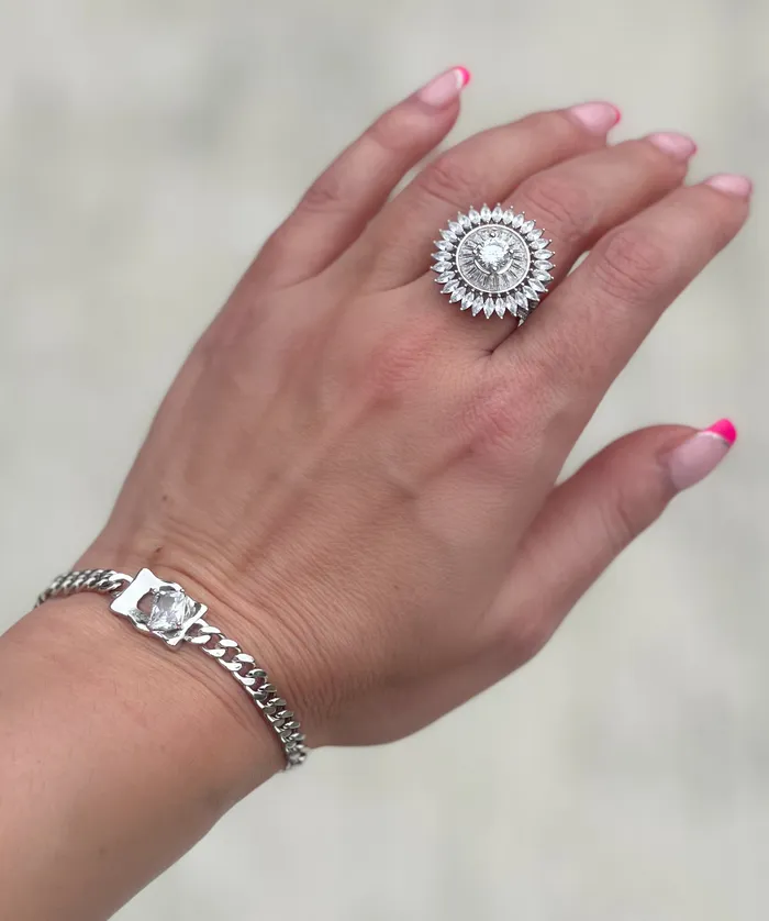 Rings Sophiareneboutiquecom Sterling Silver Statement CZ Cluster Ring