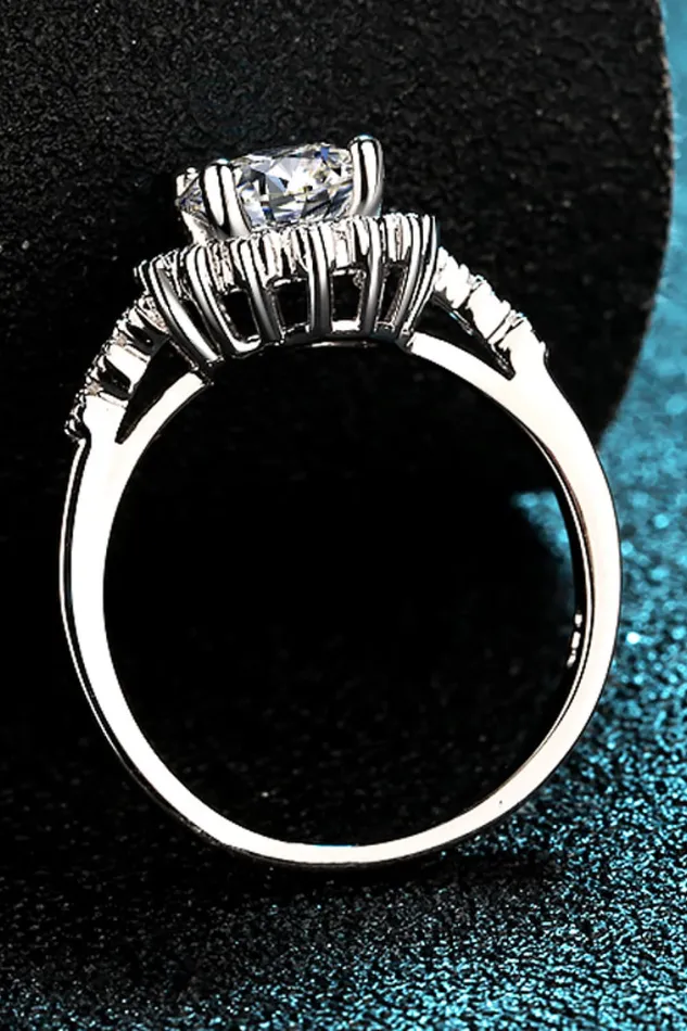 Rings Trendsi 1 Carat Moissanite RhodiumPlated Halo Ring