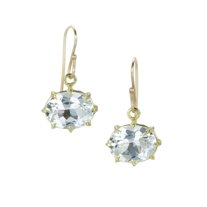 Rosanne Pugliese Earrings Oval Faceted White Topaz Drop Earrings