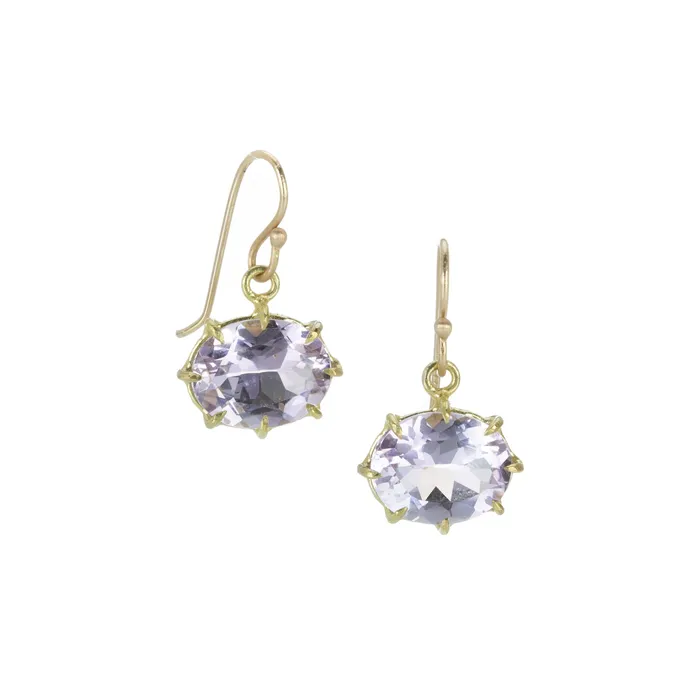 Rosanne Pugliese Earrings Oval Rose Lavender Amethyst Drop Earrings