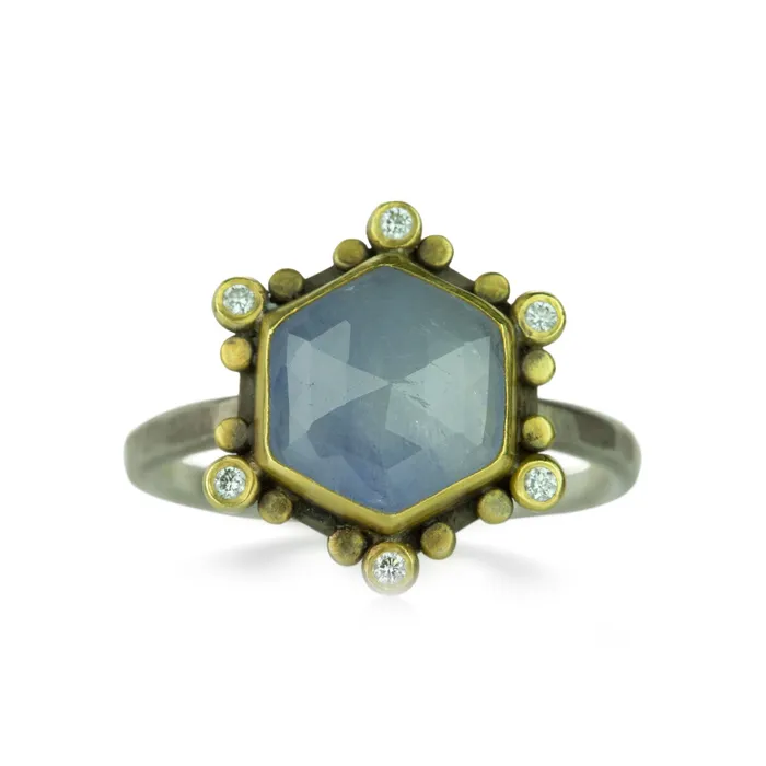 Rose Cut Pale Blue Sapphire Ring Ananda Khalsa Rings