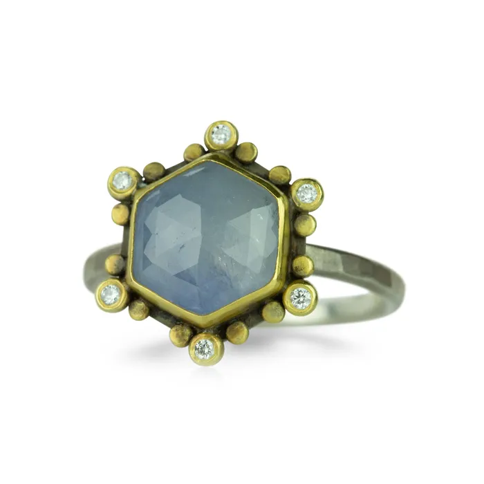 Rose Cut Pale Blue Sapphire Ring Ananda Khalsa Rings Rose Cut Pale Blue Sapphire Ring Ananda Khalsa Rings