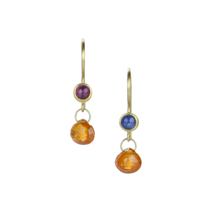 Sapphire and Garnet Apple Eve Drop Earrings Mallary Marks Earrings