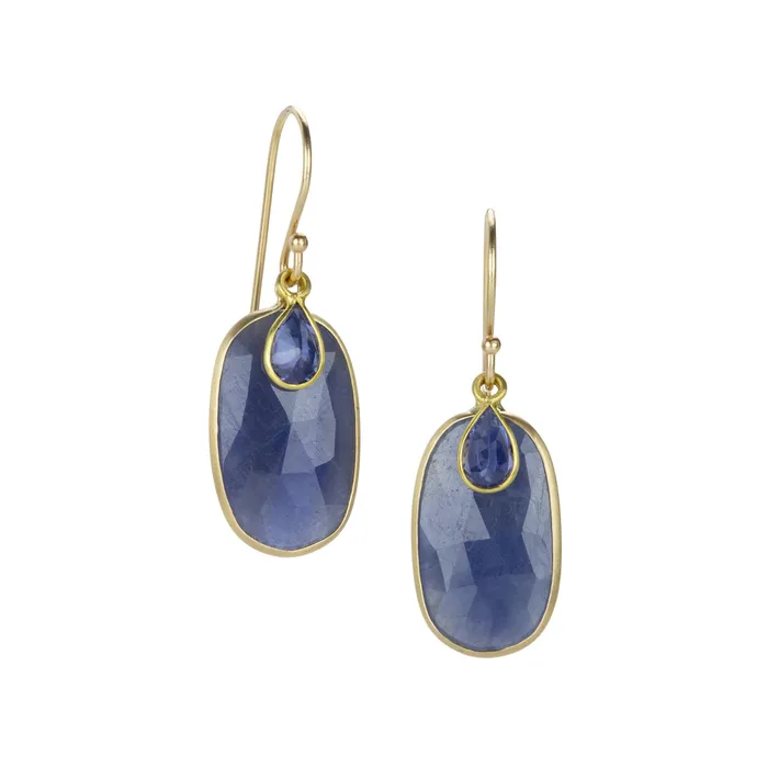 Sapphire and Tanzanite Drop Earrings Margaret Solow Earrings