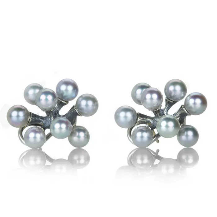 Small Gray Akoya Pearl Jacks Earrings John Iversen Earrings