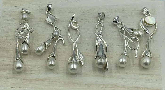 Sophiareneboutiquecom Rings Sterling Silver Petal Pearl Pendants