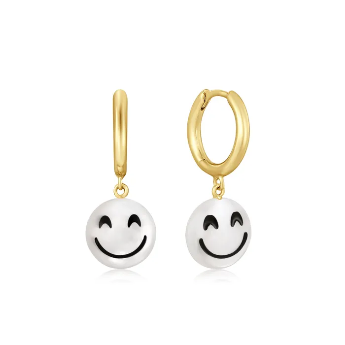 Spirito Rosa Earrings Happy Kids Smile Single Earring White Mother of Pearl 14K Gold Plated 925 Silver Spirito Rosa Earrings Happy Kids Smile Single Earring White Mother of Pearl 14K Gold Plated 925 Silver