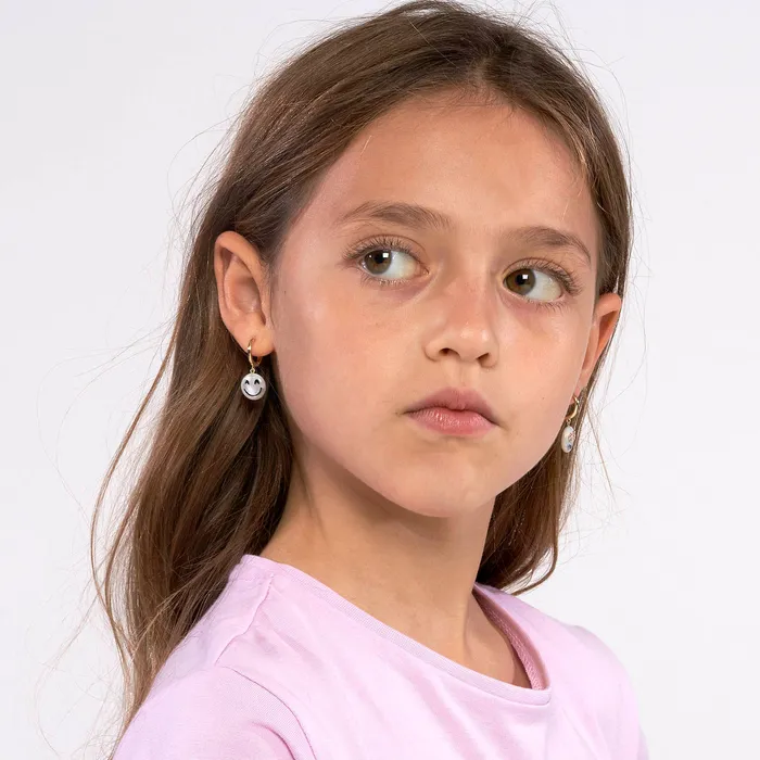 Spirito Rosa Earrings Happy Kids Smile Single Earring White Mother of Pearl 14K Gold Plated 925 Silver