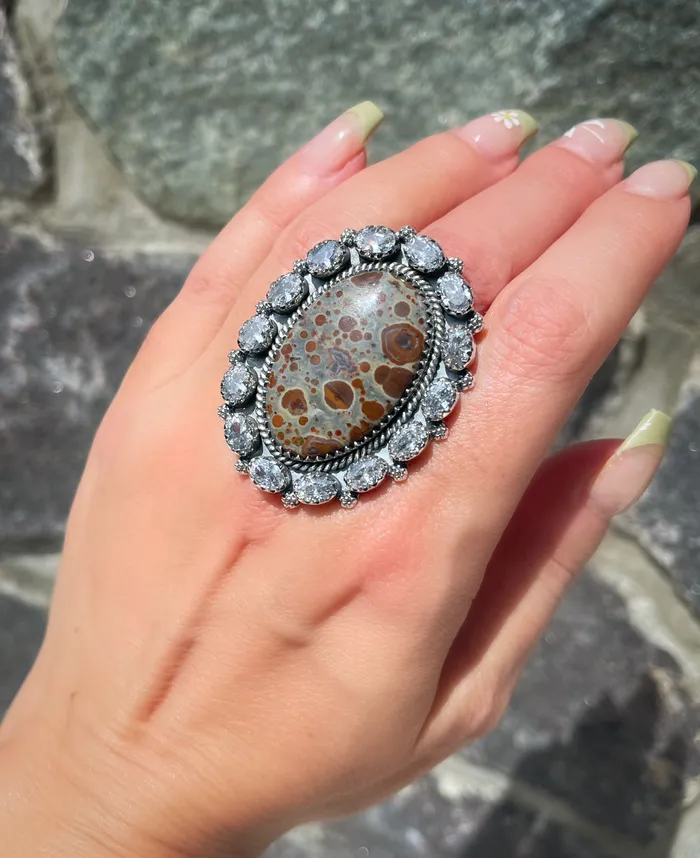 Sterling Silver Astroid Jasper White Topaz Cluster Rings Sophiareneboutiquecom Rings