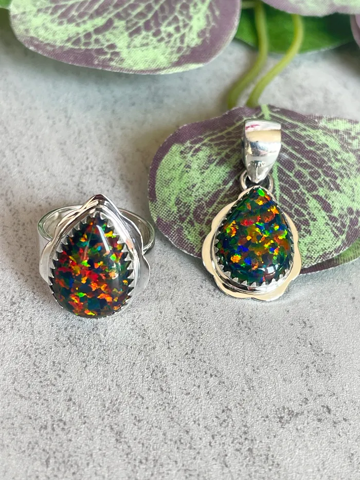 Sterling Silver Black Fire Opal Pendant Only SophiaRene Boutique Necklaces